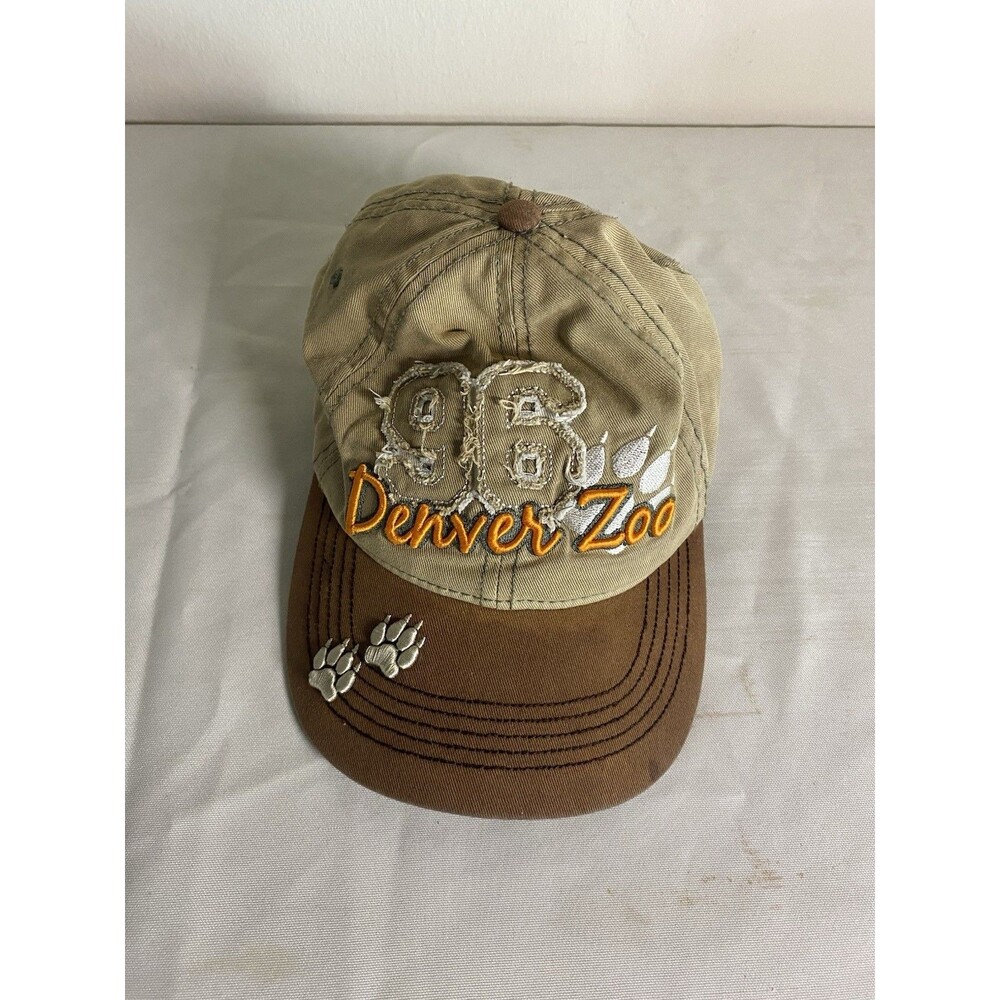 Vintage Denver Colorado ZOO Rhino Rhinoceros Hat Green Brown Adjustable